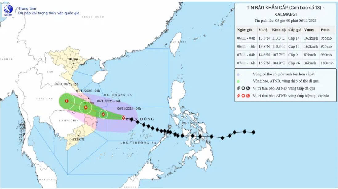 Bão số 13 giật cấp 17, đi vào đất liền miền Trung trong đêm nay