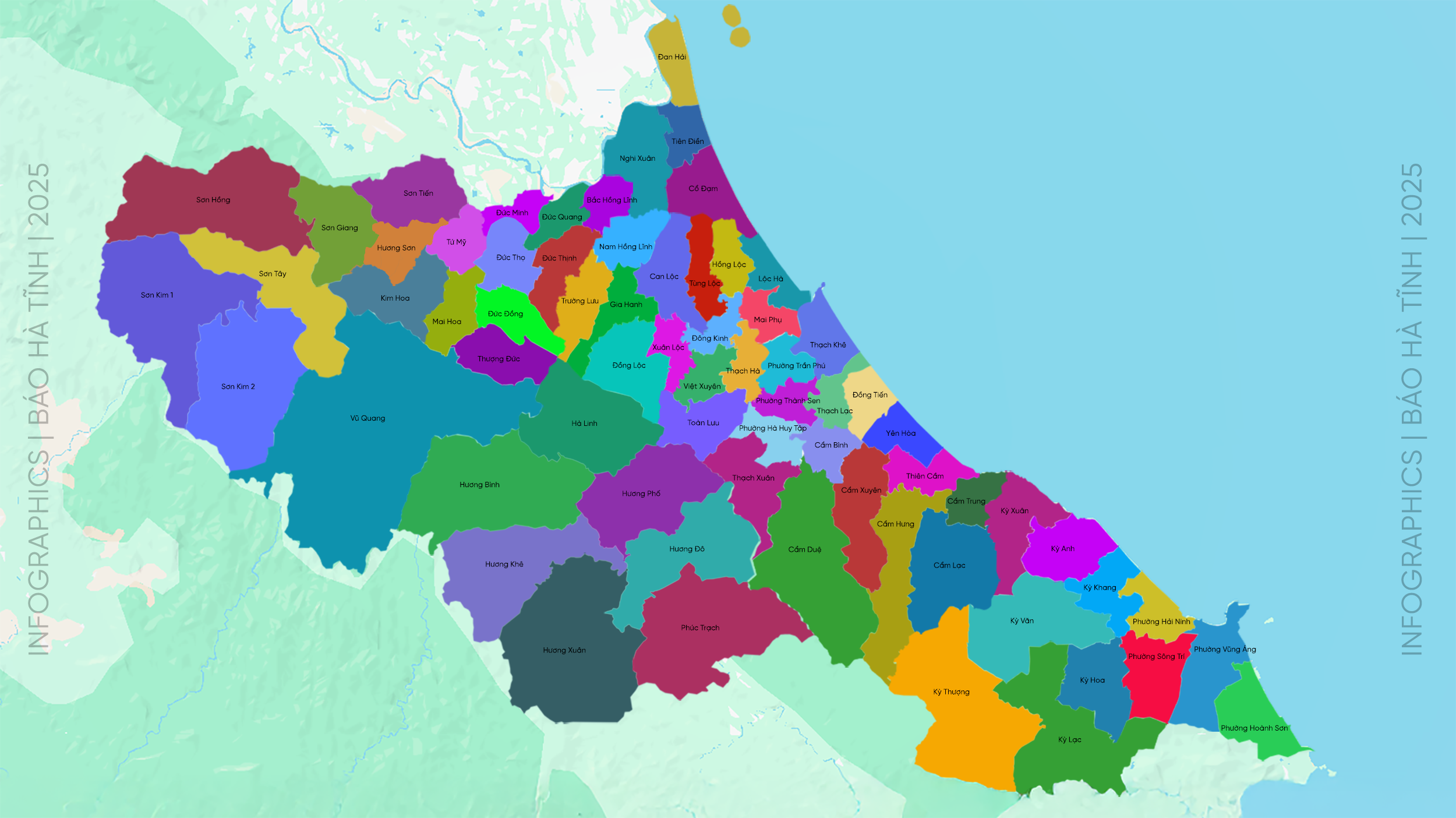 [Infographic]: 69 xã, phường mới sau khi bỏ cấp huyện ở Hà Tĩnh