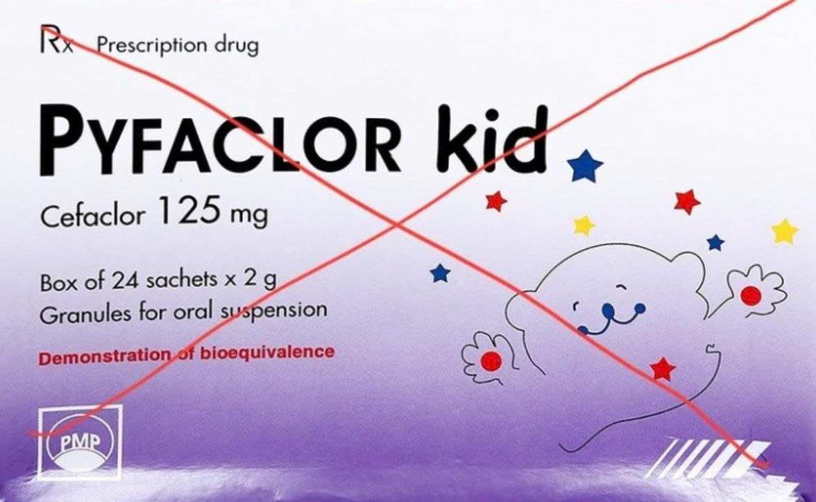 Thông báo thu hồi thuốc Cốm pha hỗn dịch uống Pyfaclor Kid, số GĐKLH: VD-26427-17